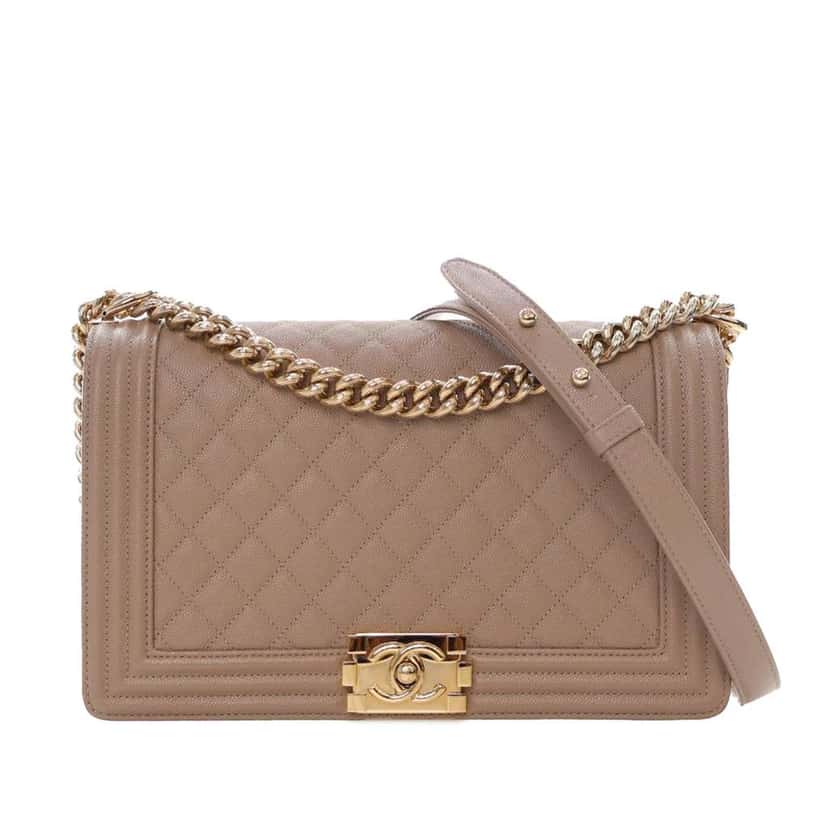 Chanel Old Medium Quilted Caviar Boy Flap Brown Leather Very good condition - Front View