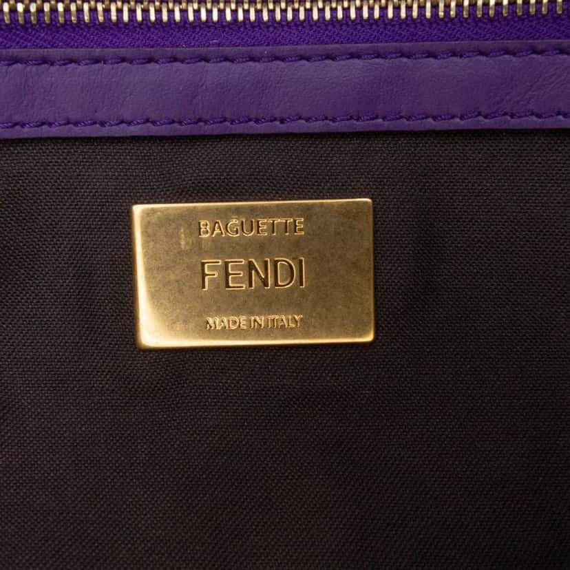 Fendi Zucca Embossed Velvet Baguette Satchel Purple Velvet Good condition - Box View