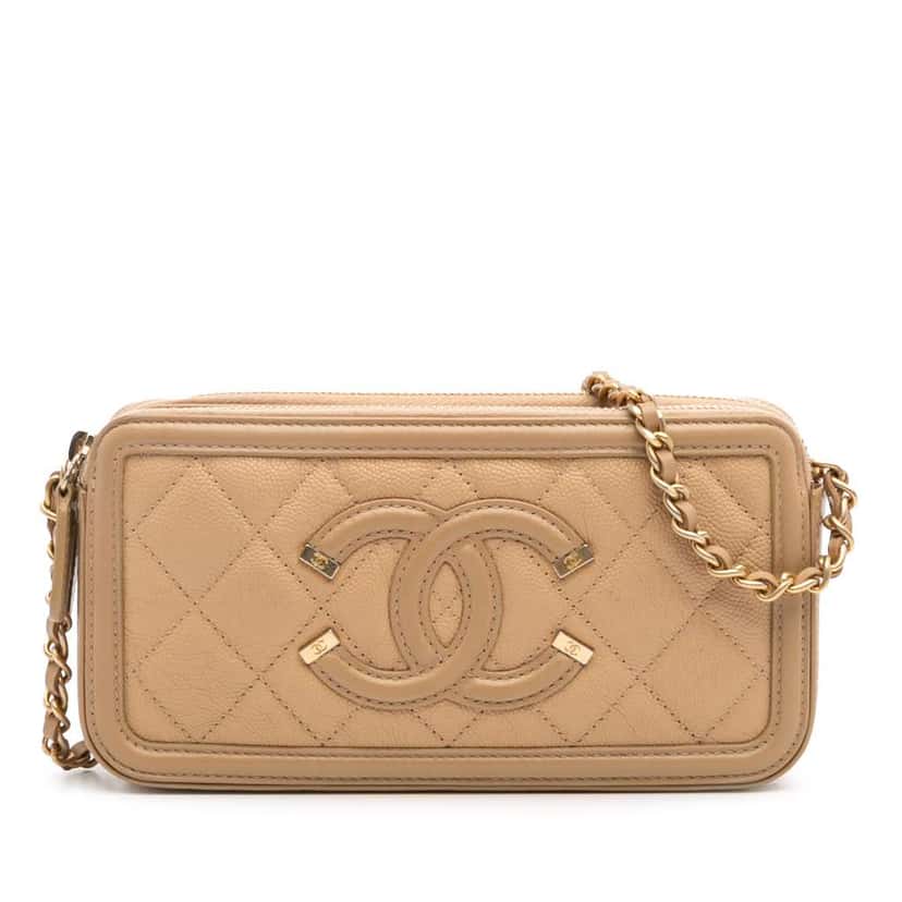 Chanel Caviar CC Filigree Crossbody Brown Leather Good condition - Front View