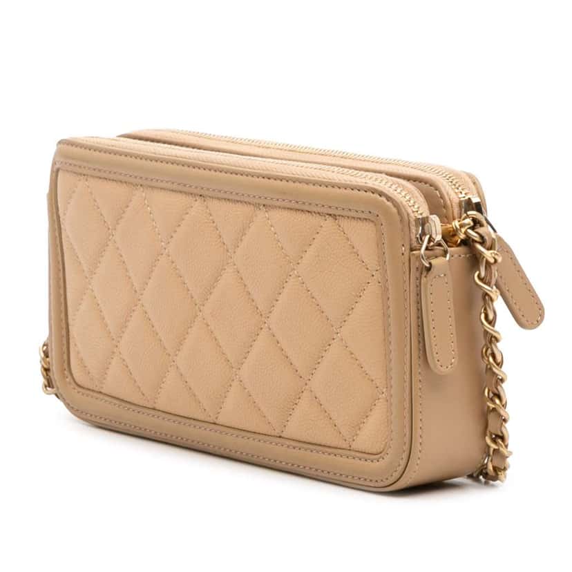 Chanel Caviar CC Filigree Crossbody Brown Leather Good condition - Back View
