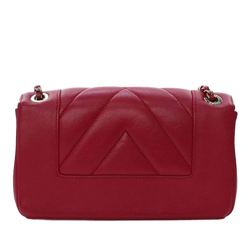Chanel Mini Quilted Chevron Sheepskin Mademoiselle Vintage Flap Red Leather Good condition - Model View