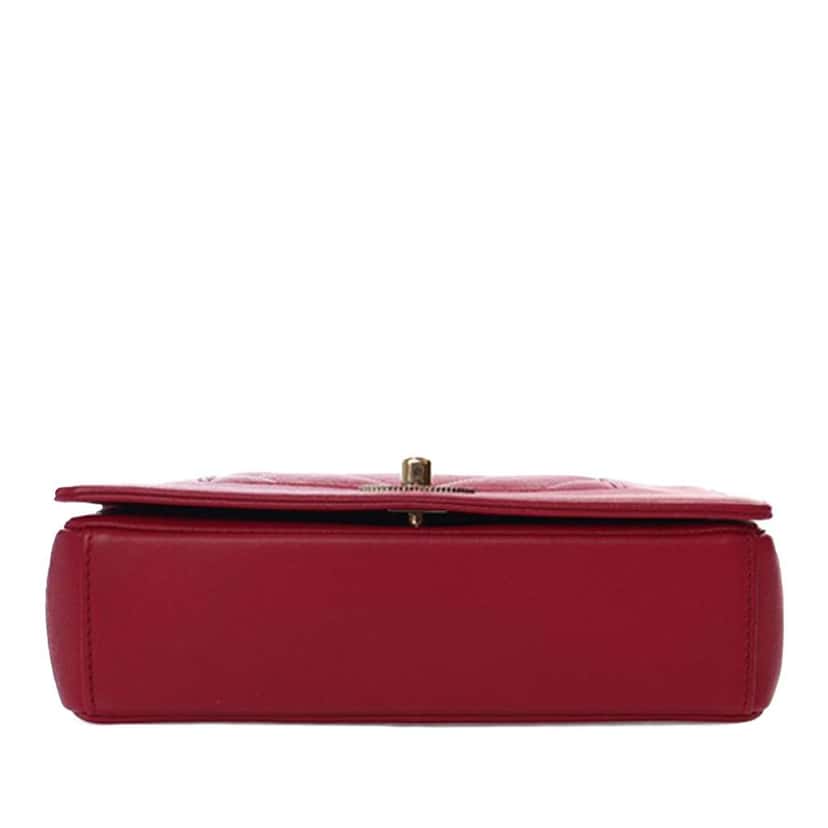 Chanel Mini Quilted Chevron Sheepskin Mademoiselle Vintage Flap Red Leather Good condition - Box View