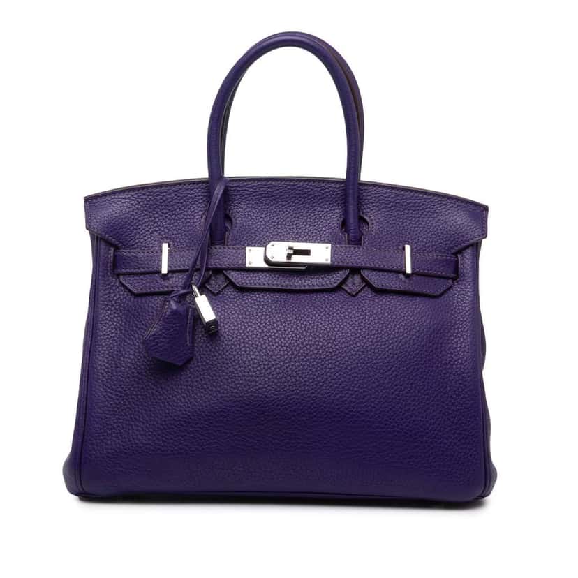 Hermès Clemence Birkin 30 Purple Leather Good condition - Front View