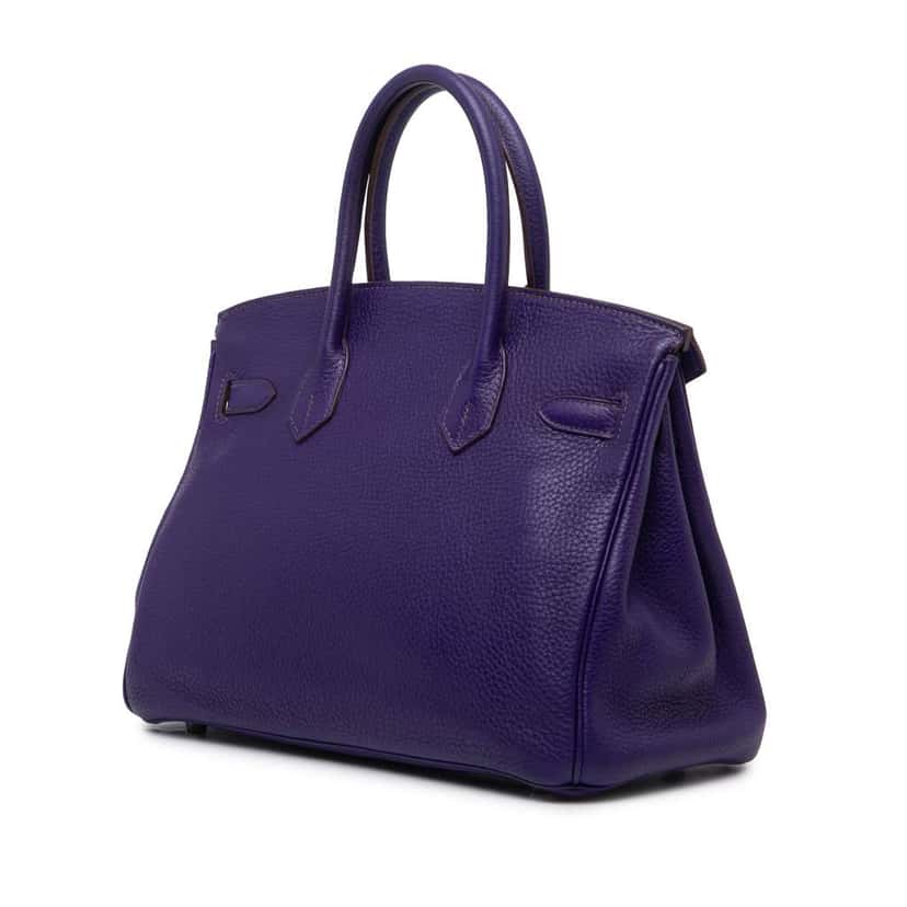 Hermès Clemence Birkin 30 Purple Leather Good condition - Back View
