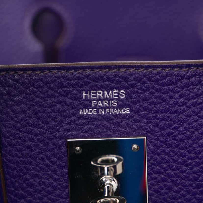 Hermès Clemence Birkin 30 Purple Leather Good condition - Box View