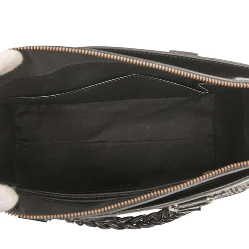 Burberry Leather Trimmed Wool Cargo Handbag Black Wool Good condition - Model View