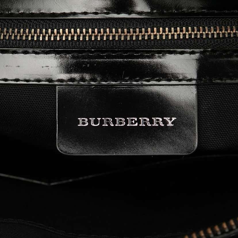 Burberry Leather Trimmed Wool Cargo Handbag Black Wool Good condition - Box View