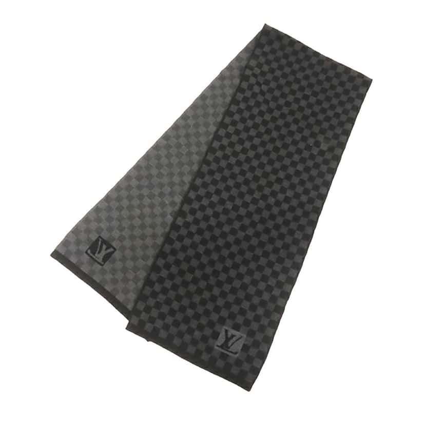 Louis Vuitton Petit Damier Wool Scarf Black Wool Good condition - Front View