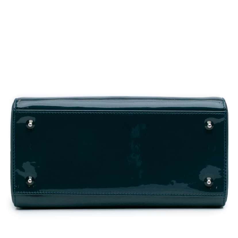 Dior Medium Patent Lady Dior Blue Leather Good condition - Inside View