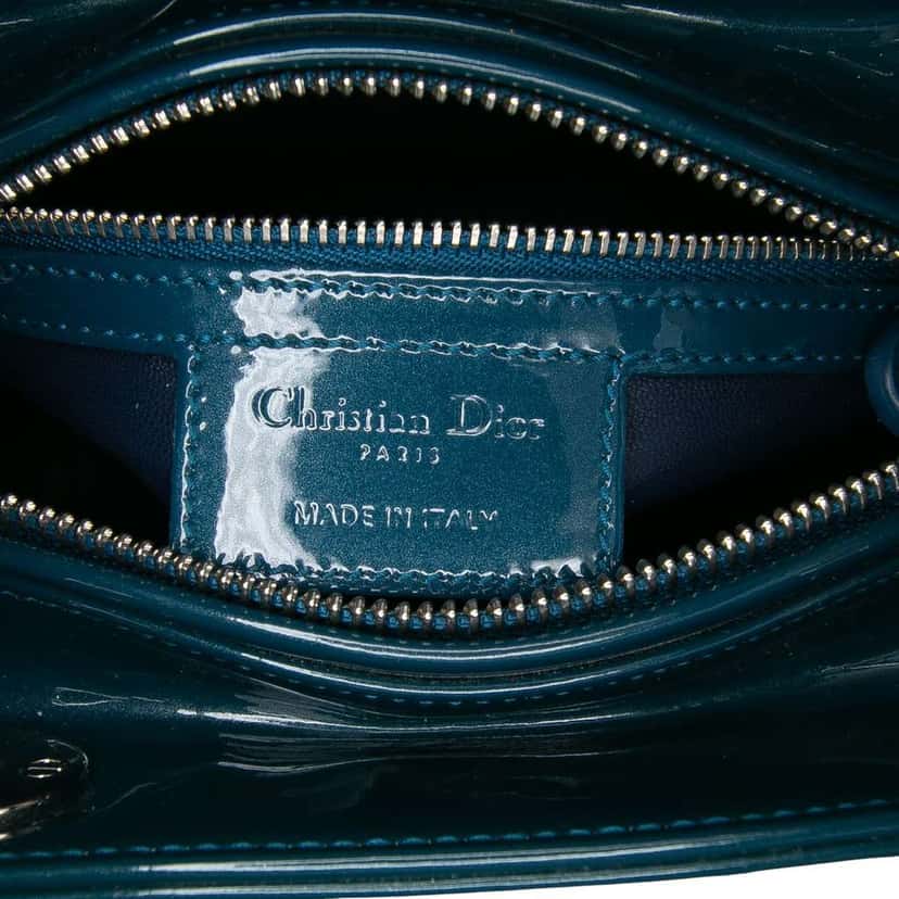Dior Medium Patent Lady Dior Blue Leather Good condition - Box View