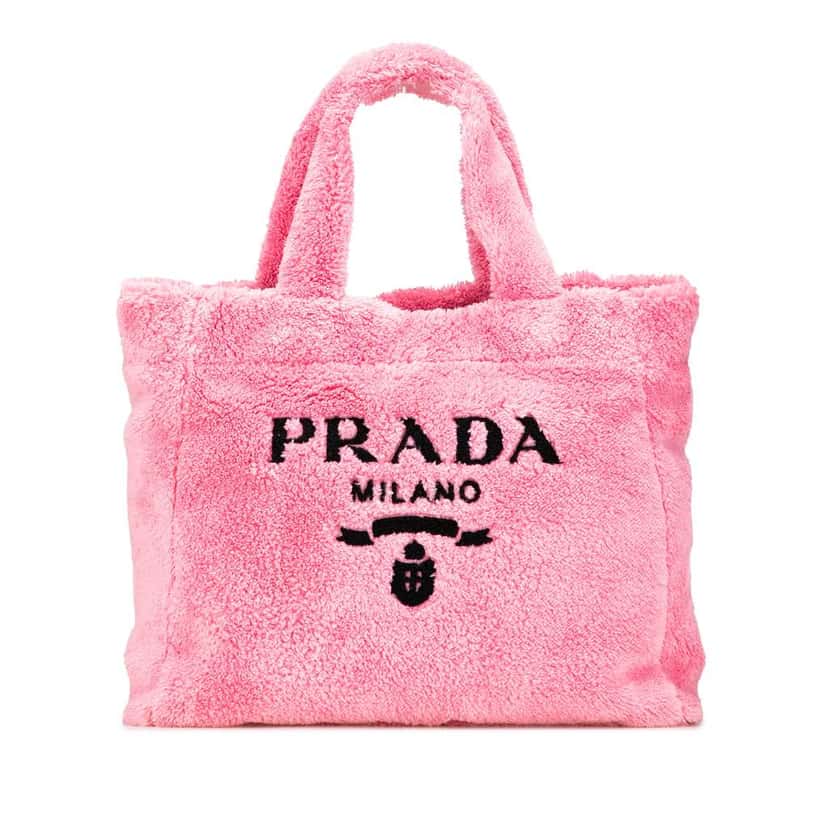 Prada Terry Cloth Tote Pink Cotton Good condition - Front View