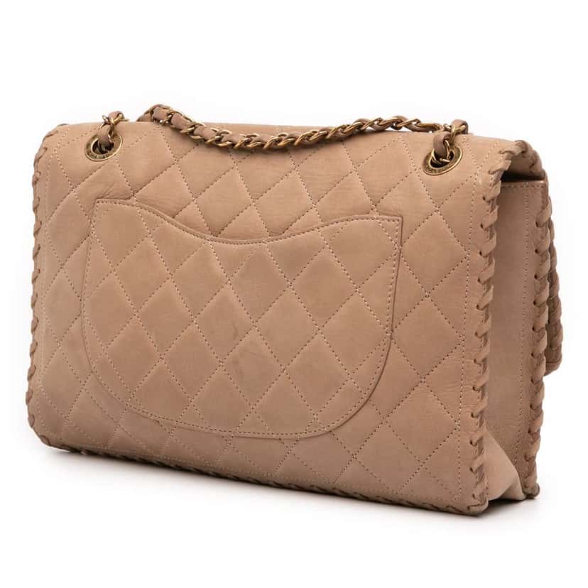 Chanel Jumbo Quilted Iridescent Calfskin Happy Stitch Flap Brown Leather Good condition - Back View