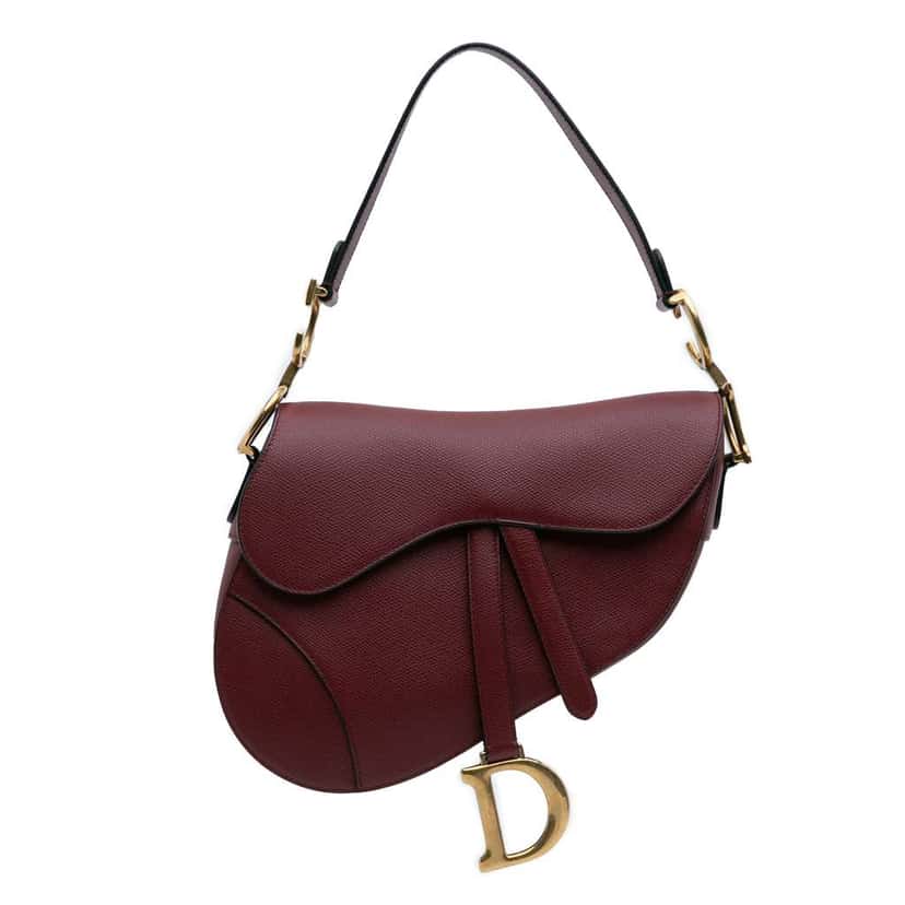Dior Grained Calfskin Saddle Bag Red Leather Good condition - Front View