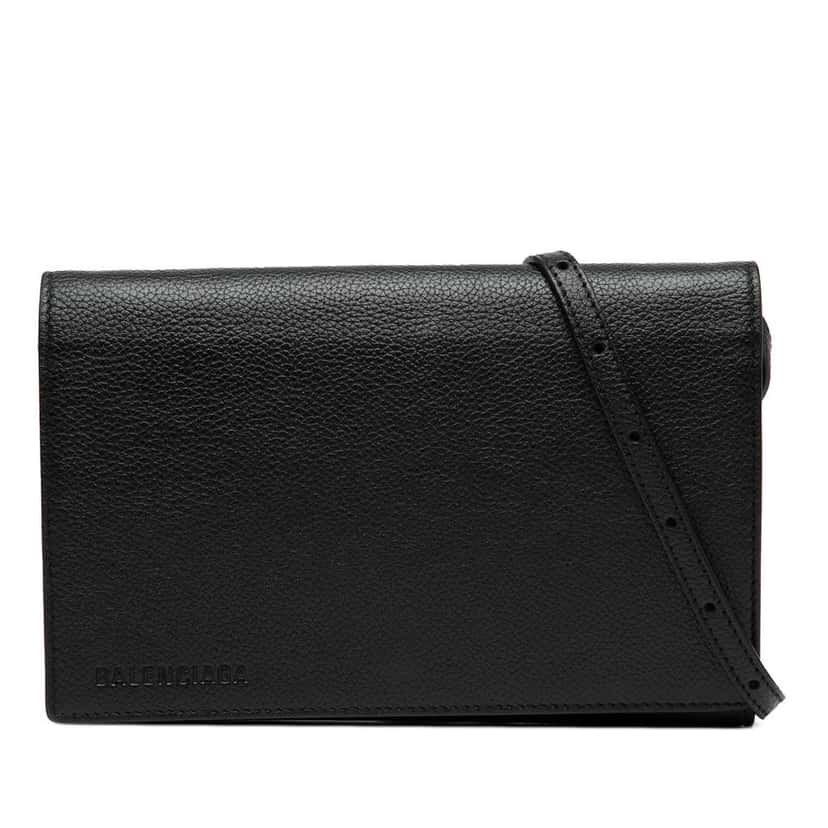 Balenciaga Small Leather Logo Flap Crossbody Black Leather Good condition - Front View