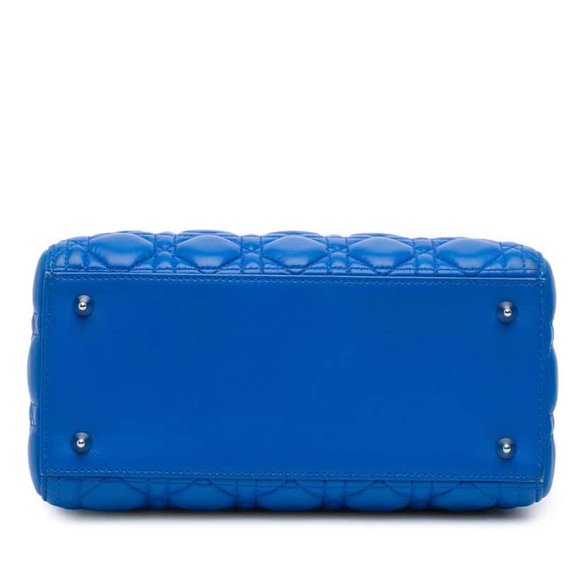 Dior Medium Lambskin Cannage Lady Dior Blue Leather Good condition - Inside View