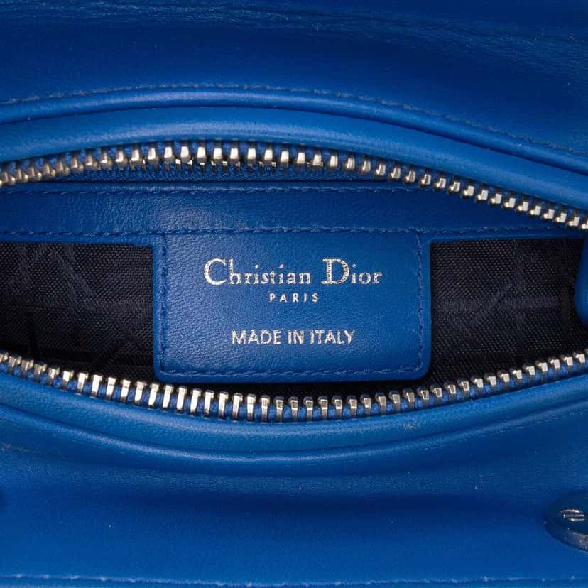 Dior Medium Lambskin Cannage Lady Dior Blue Leather Good condition - Box View