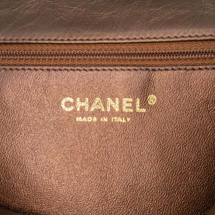 Chanel Paris Dallas Metallic Calfskin Embossed Logo Flap Brown Leather Good condition - Box View
