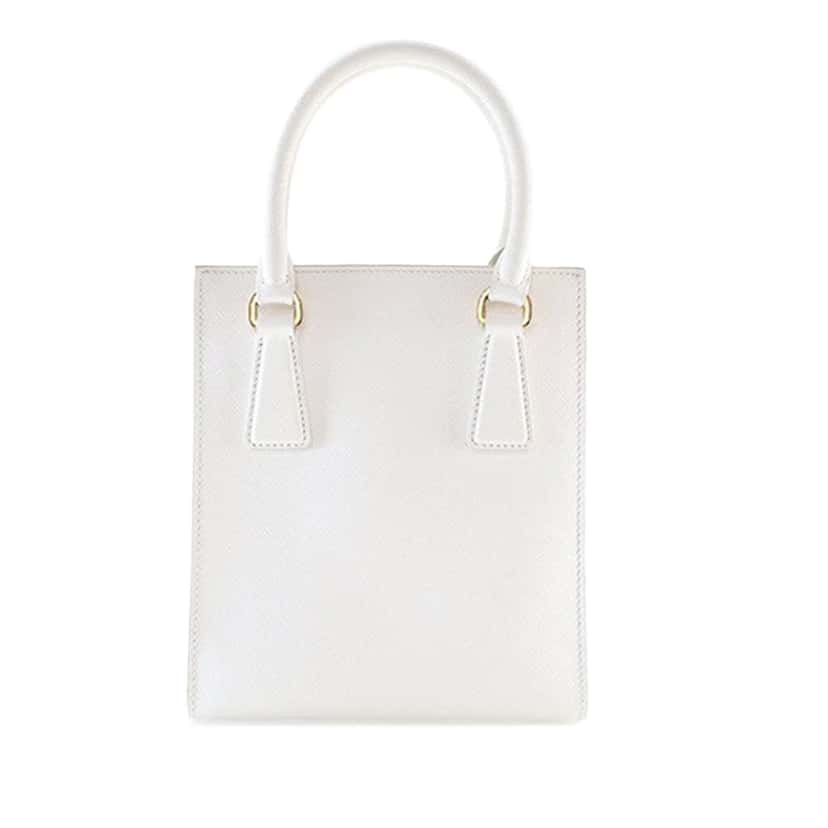 Prada Mini Saffiano Lux Tote White Leather Good condition - Model View