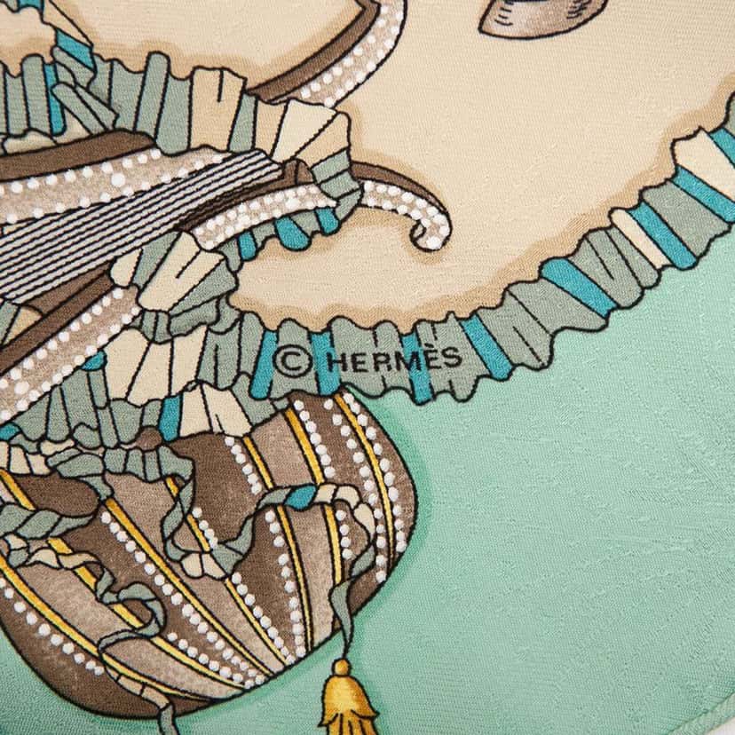 Hermès Les Fetes Du Roi Soleil Silk Scarf Brown Silk Good condition - Model View