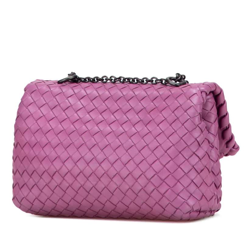 Bottega Veneta Baby Nappa Intrecciato Olimpia Crossbody Pink Leather Very good condition - Back View