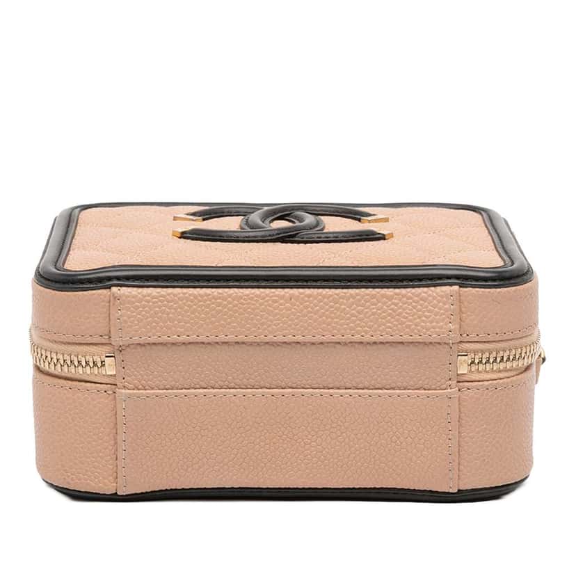 Chanel Small Caviar CC Filigree Vanity Case Brown Leather Good condition - Inside View