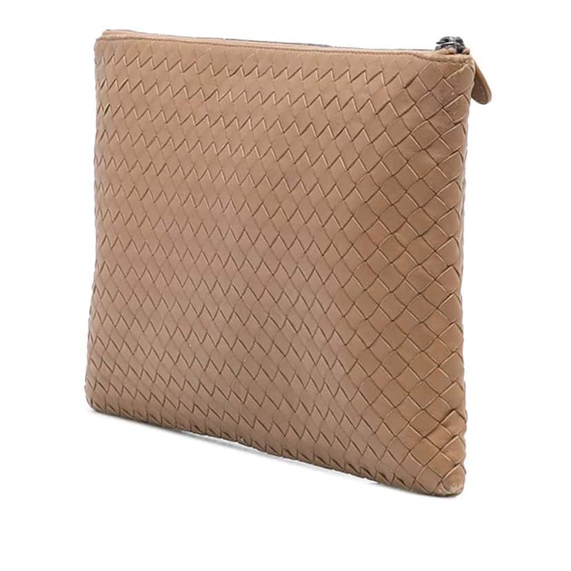 Bottega Veneta Nappa Intrecciato Clutch Brown Leather Good condition - Back View