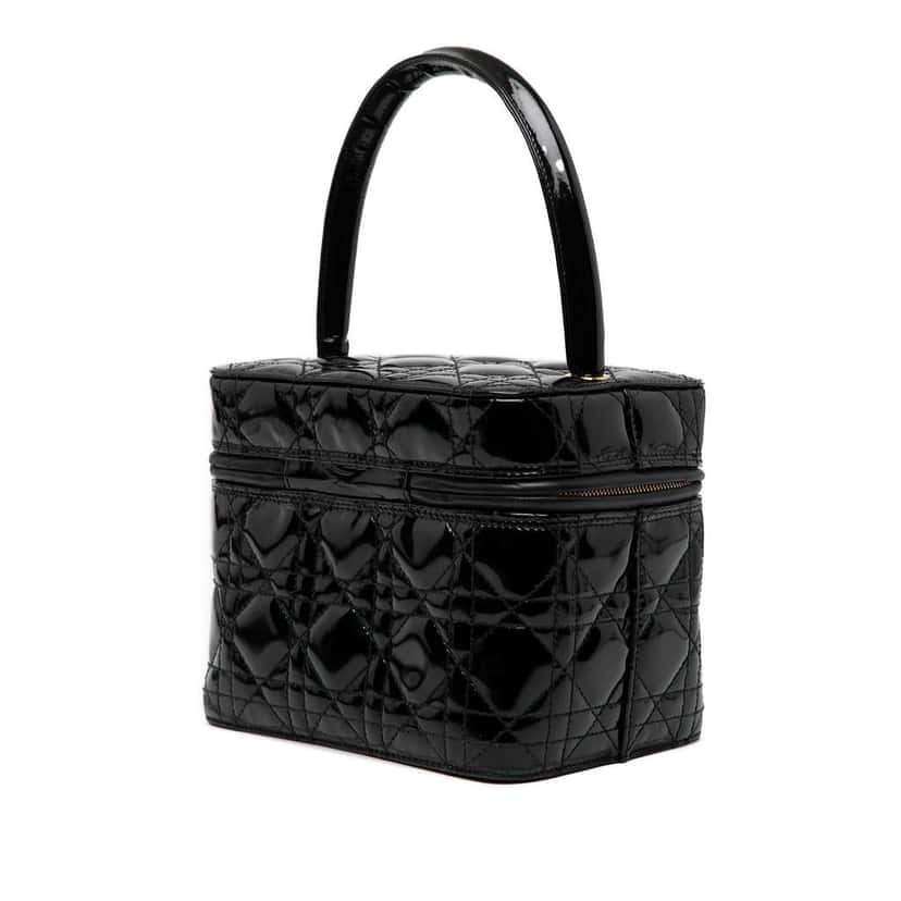 Dior Patent Cannage Vanity Case Black Leather Good condition - Back View