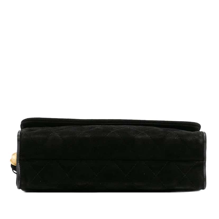Chanel Quilted Suede Tassel Flap Black Leather Very good condition - Inside View