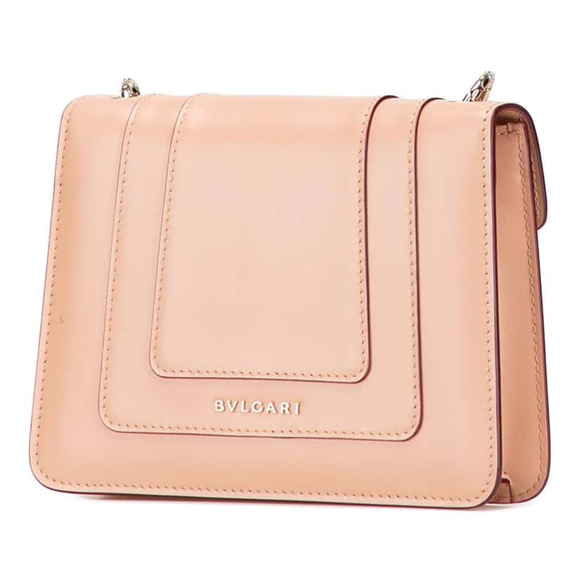 Bvlgari Small Leather Square Serpenti Forever Chain Crossbody Pink Leather Good condition - Back View