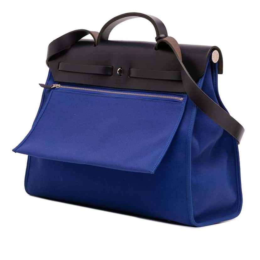 Hermès Toile Herbag Zip 39 Blue Canvas Good condition - Back View