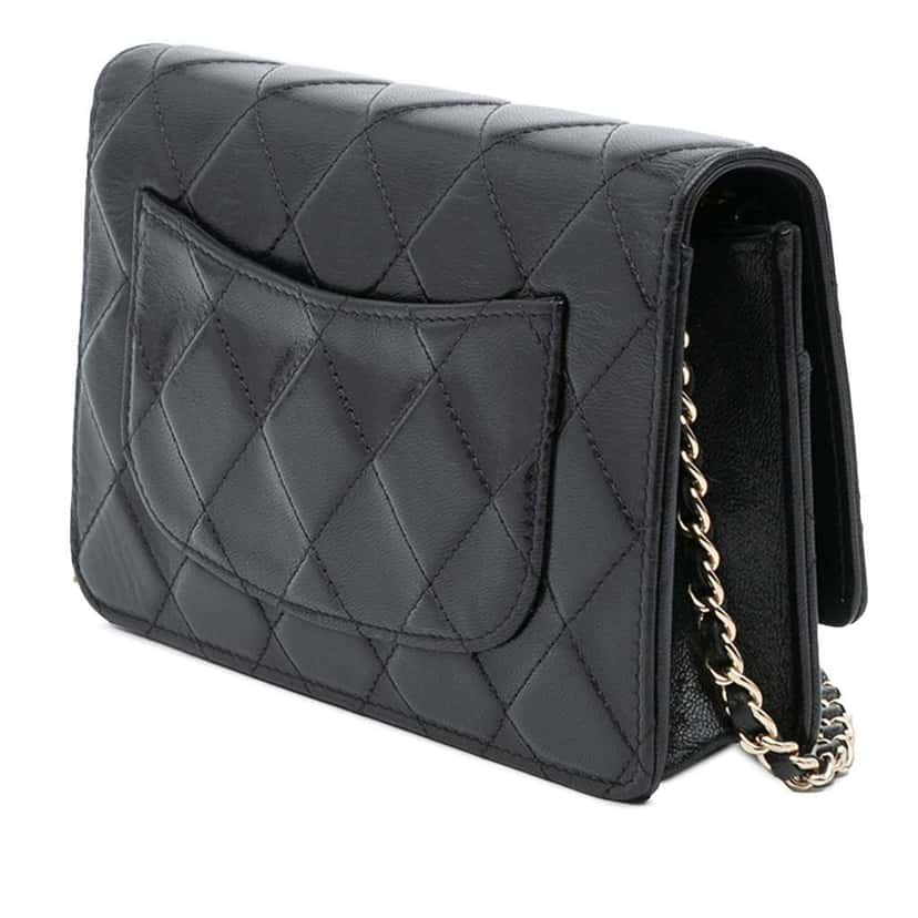 Chanel CC Quilted Calfskin Wallet on Chain Black Leather Good condition - Back View