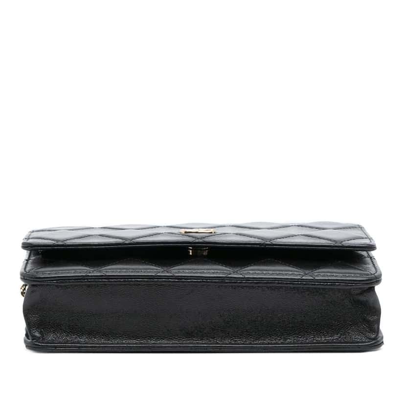Chanel CC Quilted Calfskin Wallet on Chain Black Leather Good condition - Inside View