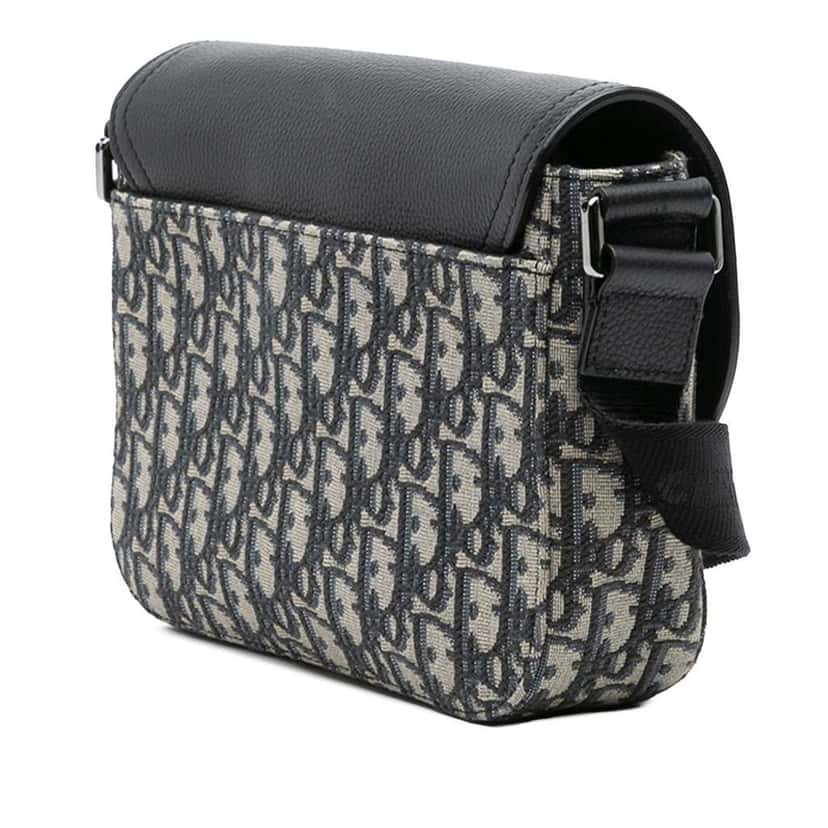 Dior Small Oblique Canvas Saddle Messenger Bag with Flap Black Canvas Good condition - Back View