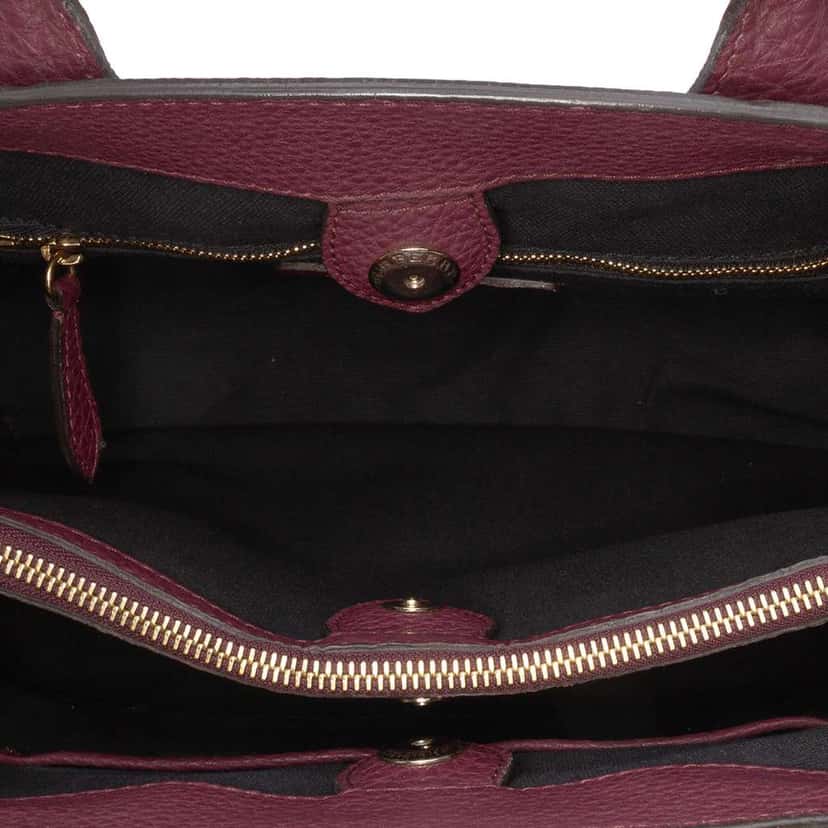 Burberry Medium Leather and House Check Banner Satchel Purple Leather Good condition - Model View