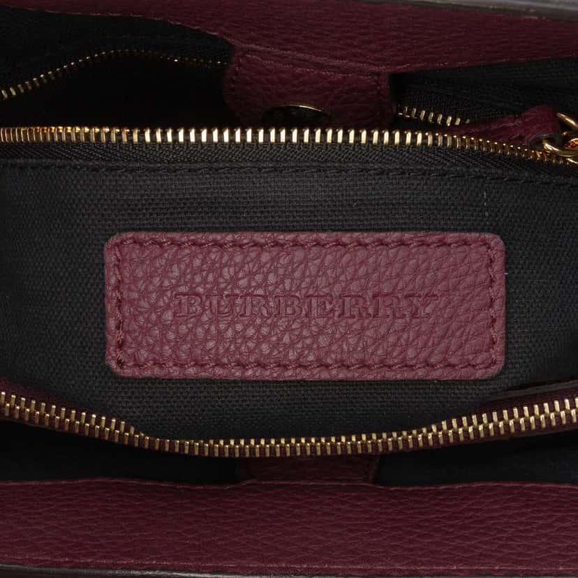 Burberry Medium Leather and House Check Banner Satchel Purple Leather Good condition - Box View