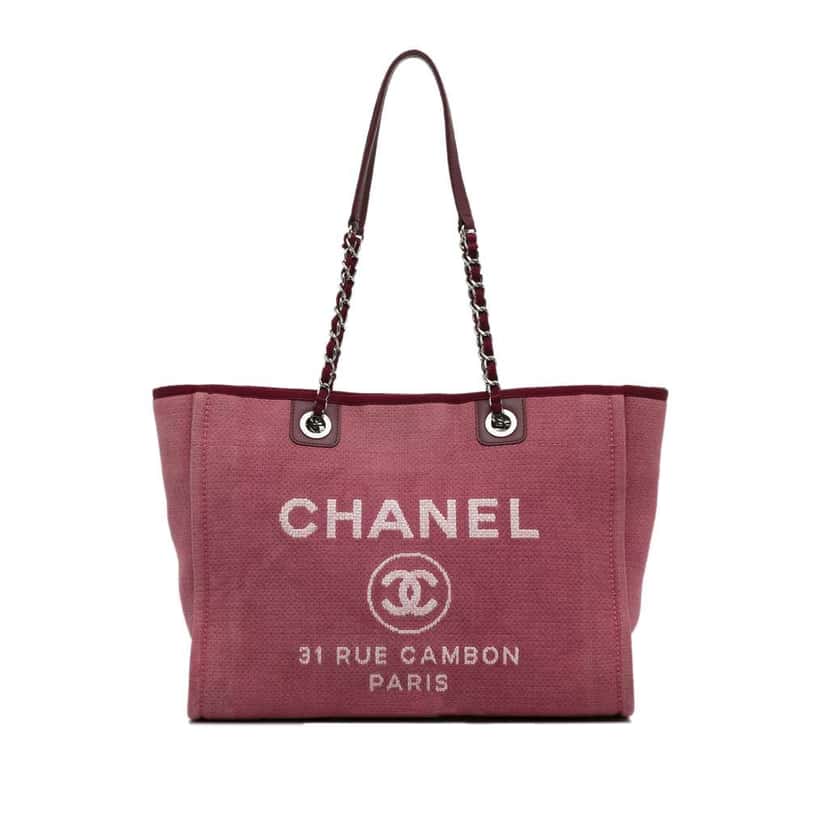 Chanel Small Mixed Fibers Deauville Tote Red Canvas Good condition - Front View
