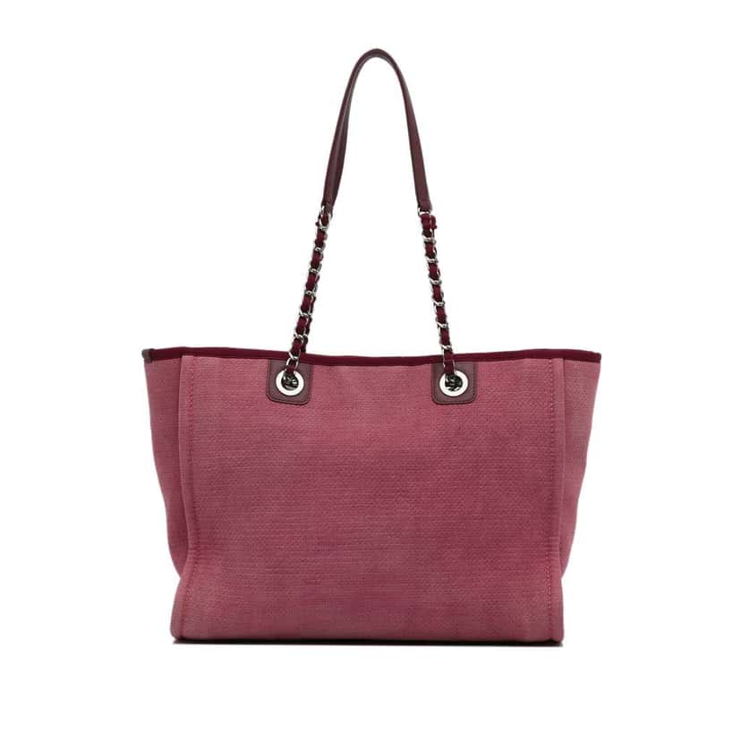 Chanel Small Mixed Fibers Deauville Tote Red Canvas Good condition - Inside View