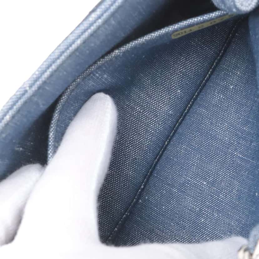 Chanel Mini Square Bicolor Quilted Denim Medallion Flap Blue Denim Good condition - Box View
