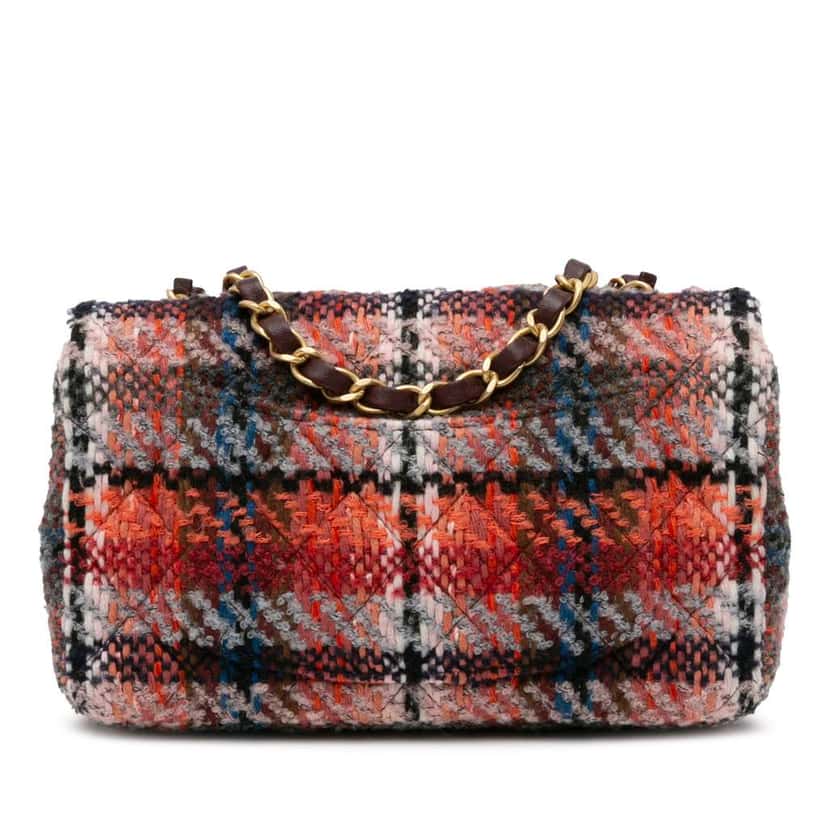 Chanel Mini Rectangular Classic Tweed Single Flap Orange Tweed Good condition - Inside View