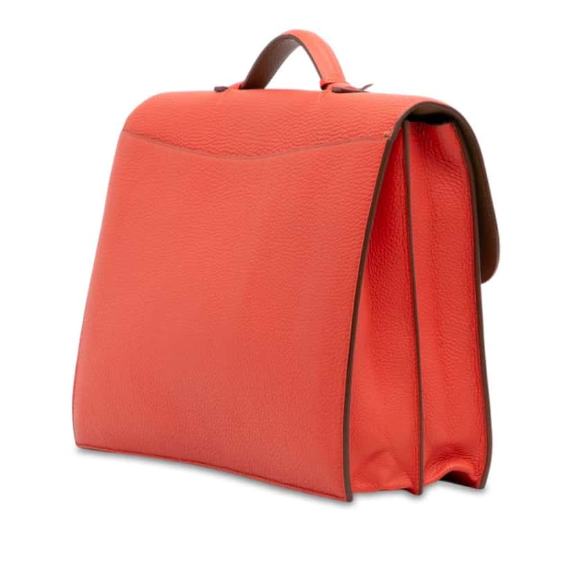 Hermès Togo Sac A Depeches Verso 38 Orange Leather Good condition - Back View