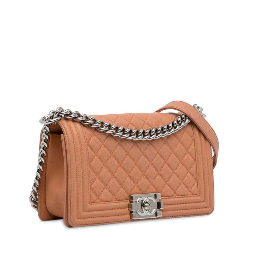 Chanel Old Medium Quilted Caviar Boy Flap Brown Leather Good condition - Back View