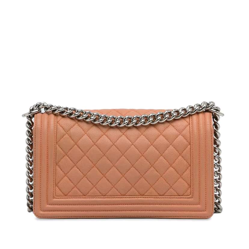 Chanel Old Medium Quilted Caviar Boy Flap Brown Leather Good condition - Inside View