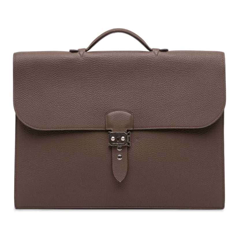 Hermès Togo Sac a Depeches 41 Brown Leather Good condition - Front View