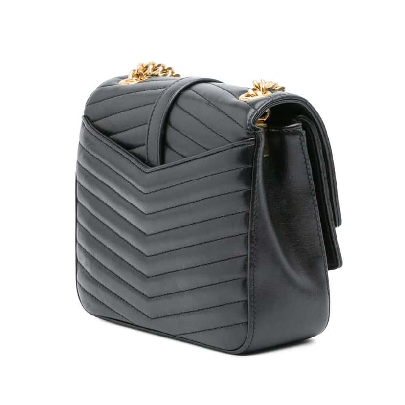 Saint Laurent Small Chevron Lambskin Monogram Sulpice Bag Black Leather Good condition - Back View