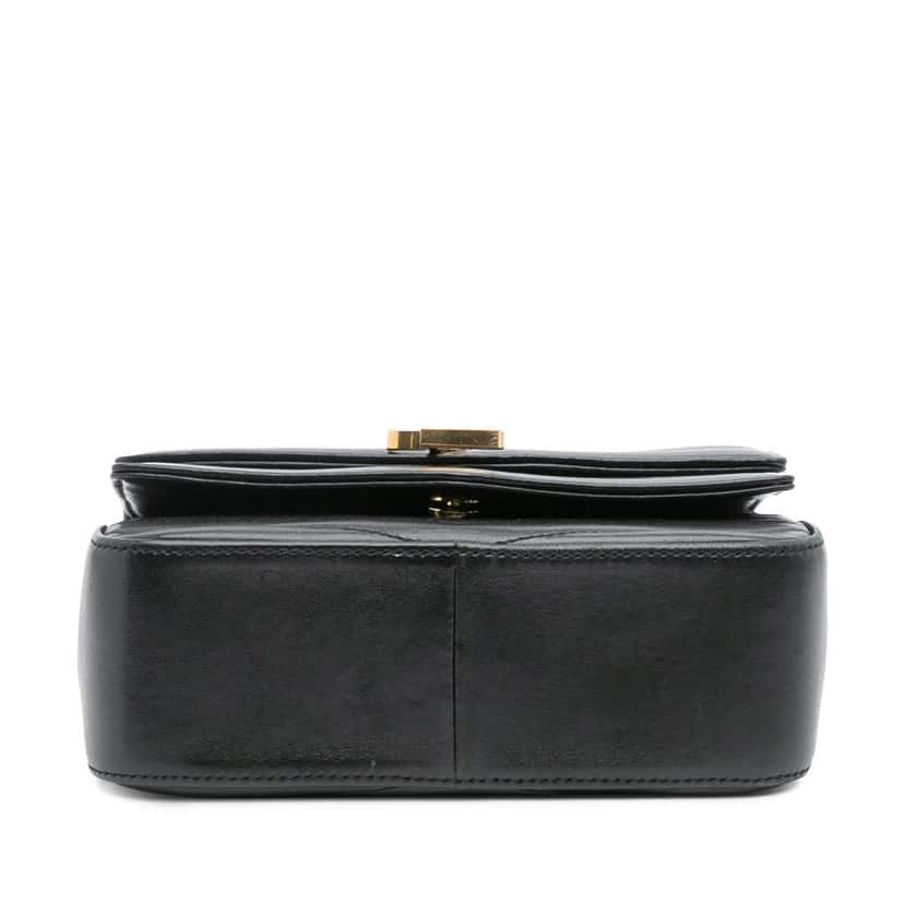 Saint Laurent Small Chevron Lambskin Monogram Sulpice Bag Black Leather Good condition - Inside View