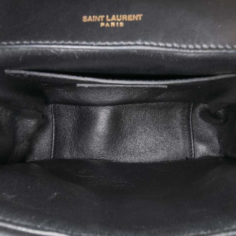 Saint Laurent Small Chevron Lambskin Monogram Sulpice Bag Black Leather Good condition - Model View