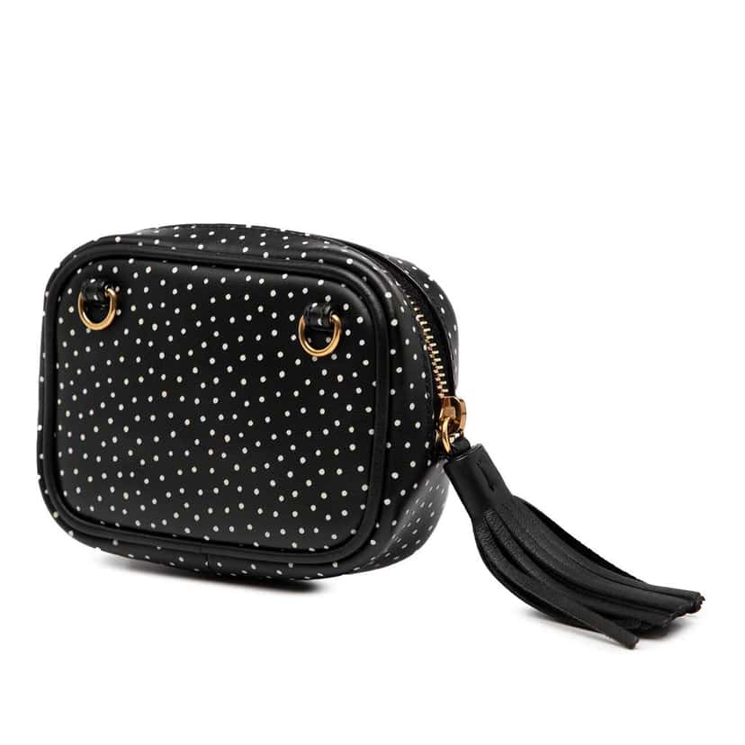Saint Laurent Baby Quilted Chevron Calfskin Monogram Polka Dot Lou Camera Bag Black Leather Very good condition - Back View
