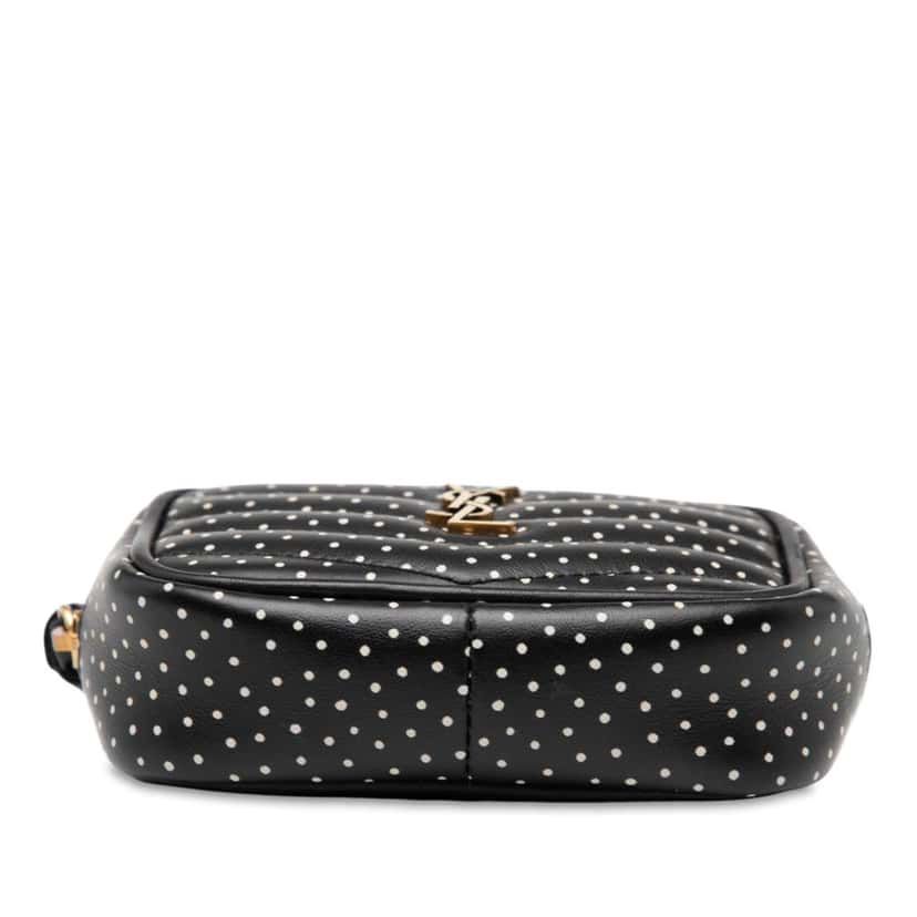 Saint Laurent Baby Quilted Chevron Calfskin Monogram Polka Dot Lou Camera Bag Black Leather Very good condition - Inside View