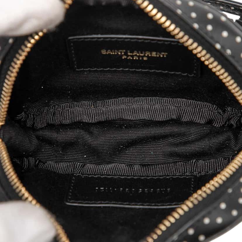 Saint Laurent Baby Quilted Chevron Calfskin Monogram Polka Dot Lou Camera Bag Black Leather Very good condition - Model View