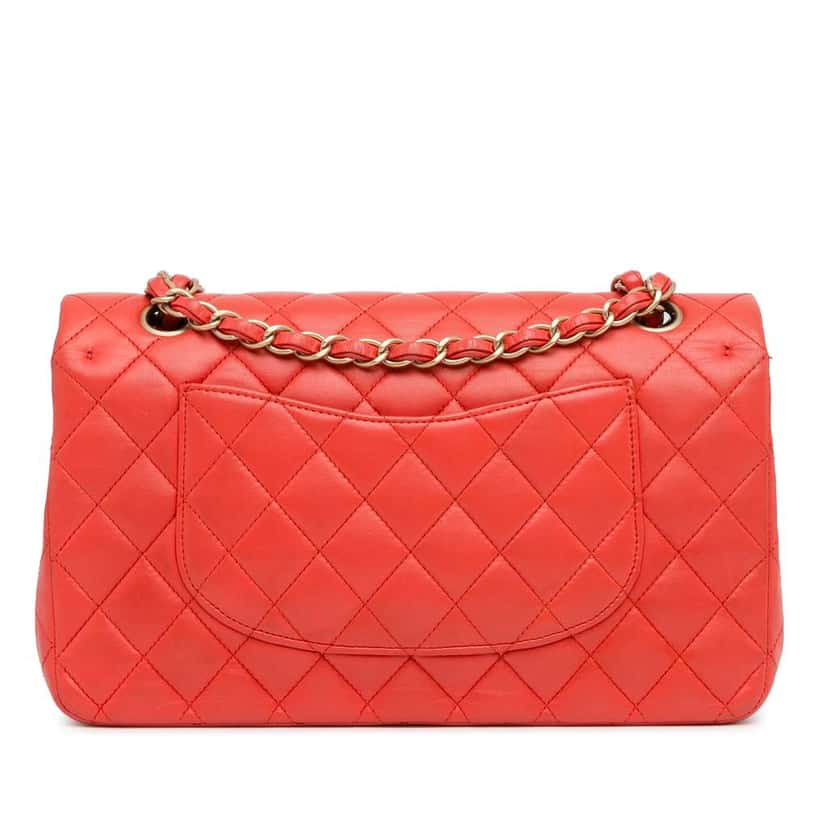 Chanel Medium Classic Lambskin Double Flap Red Leather Good condition - Inside View